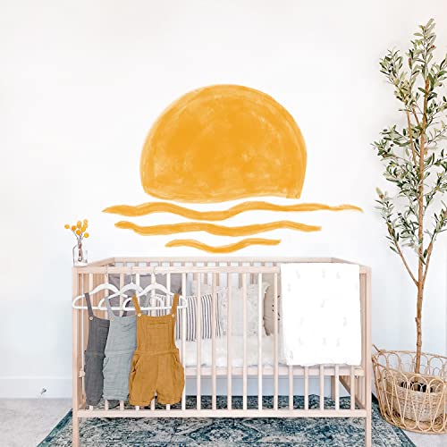 astrkiz Wandtattoo Sonne Selbstklebend Wandaufkleber Boho sonne aufkleber groß Wandsticker Sonne Wandtattoo für Kinder Mädchen Junge Kinderzimmer Babyzimmer, Orange Halbsonne & Wolken von astrkiz