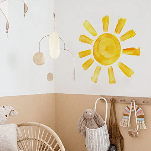 astrkiz Wandaufkleber Sonne Selbstklebend, Wandsticker Wandbild für Kinder Mädchen Junge, Wandtattoos für Babyzimmer, Spielzimmer, wasserdicht PVC-Wandfolie, 40 x 116 cm, gelbe Sonne von astrkiz