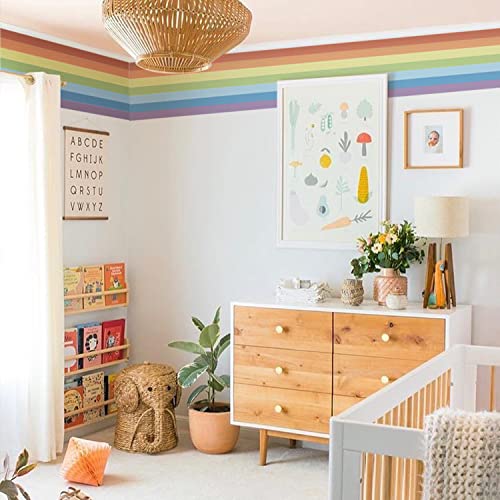 astrkiz linearer Wasserfarben-Regenbogen selbstklebend Wandaufkleber für Kinder, Wandsticker Bordüre Wandbordüre Kinderzimmer, Babyzimmer, Spielzimmer, Wanddeko PVC Wandtattoo,160x40 cm von astrkiz