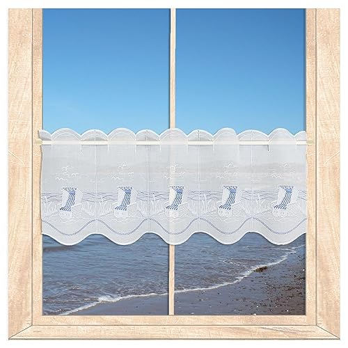 atelier alles-Spitze Scheibengardine Am Meer | Maritim in blau-weiß bestickte Kurzgardine | Ideal als Badgardine geeignet| Höhe x Breite: 30 x 144 cm atelier alles-Spitze Scheibengardine Am Meer | Maritim in blau-weiß bestickte Kurzgardine | Ideal als Badgardine geeignet| Höhe x Breite: 30 x 144 cm von atelier alles-Spitze