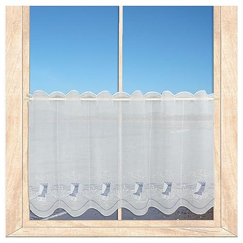 atelier alles-Spitze Scheibengardine Am Meer | Maritim in blau-weiß bestickte Kurzgardine | Ideal als Badgardine geeignet| Höhe x Breite: 45 x 64 cm atelier alles-Spitze Scheibengardine Am Meer | Maritim in blau-weiß bestickte Kurzgardine | Ideal als Badgardine geeignet| Höhe x Breite: 45 x 64 cm von atelier alles-Spitze