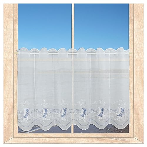 atelier alles-Spitze Scheibengardine Am Meer | Maritim in blau-weiß bestickte Kurzgardine | Ideal als Badgardine geeignet| Höhe x Breite: 55 x 144 cm atelier alles-Spitze Scheibengardine Am Meer | Maritim in blau-weiß bestickte Kurzgardine | Ideal als Badgardine geeignet| Höhe x Breite: 55 x 144 cm von atelier alles-Spitze