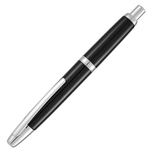 JinHao 10 Press-Füllfederhalter mit Box, einziehbare feine Feder, Metall, hellschwarz, Tintenstift mit Tintenkonverter-Set zum Schreiben (Silber-Clip-Version) von atokiss