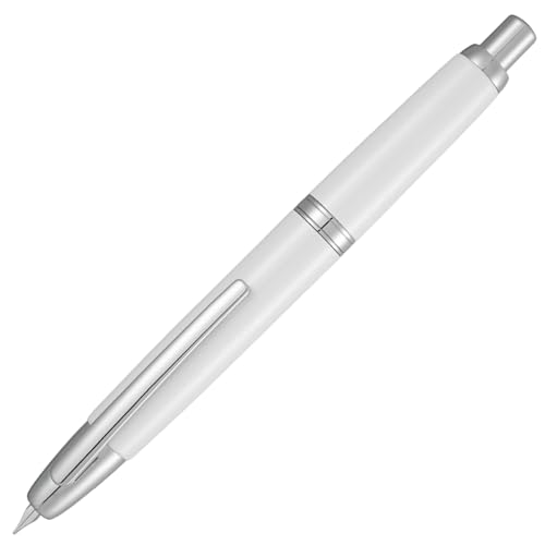 JinHao 10 Press-Füllfederhalter mit Box, einziehbare feine Feder, Metall, perlweiß, Tintenstift mit Tintenkonverter-Set zum Schreiben (Silber-Clip-Version) von atokiss