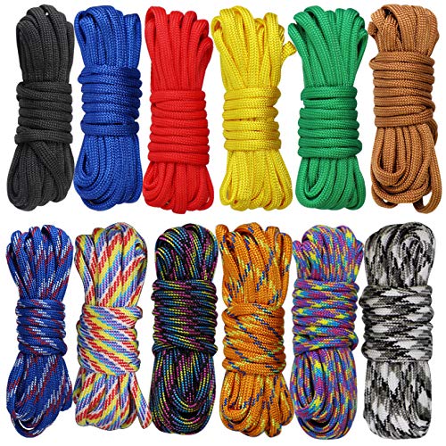 12er Paracord Set Seile Bunt Schnüre Fallschirm-Schnur DIY Handgemachte Webart für Armband Schlüsselanhän (12 Farben, 10 Feet) von aufodara