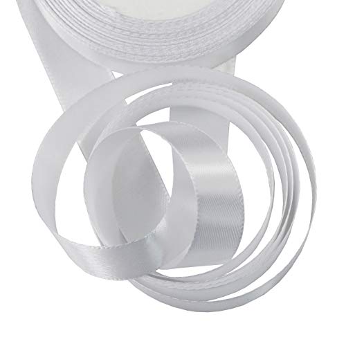 22 Meters Schleifenband Geschenkband Satinband 20 mm breit Dekoband Satin Bastelband für DIY Craft Hochzeit Party Geschenk Verpackung (Weiss, 4/5 Inch - 24 Yards) von aufodara