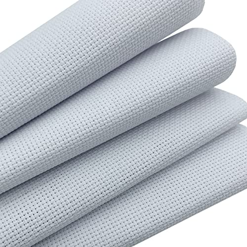 aufodara 4 Stück 36 x 36 cm Stoff für Kreuzstich Stickerei Weiß 14 Count Baumwolle Stickerei Stoff von aufodara