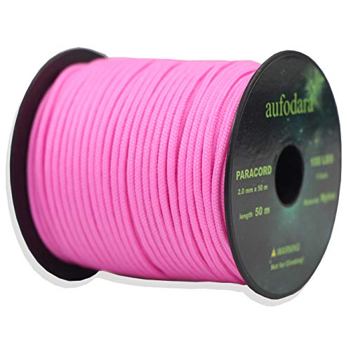 aufodara 50 Meters Paracord Schnüre 2mm Nylon Seil 1 Kern-Strängen (rosa, 50) von aufodara