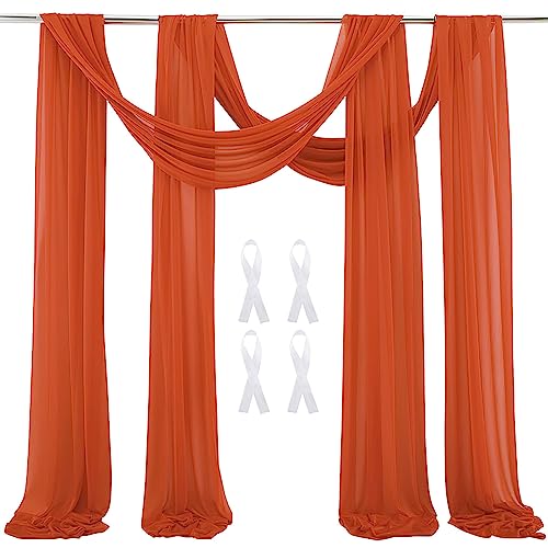 Hochzeit Bogen Sheer Vorhänge Hintergrund, 600x75cm Voile Vorhang Chiffon Drapierung, Tüllstoff Vorhänge Arbor Draperie für Hochzeitszeremonie Empfang Party Deckendekor, Karamell, 2 Panels von auons