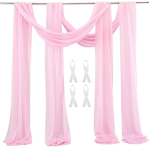 Hochzeit Bogen Sheer Vorhänge Hintergrund, 600x75cm Voile Vorhang Chiffon Drapierung, Tüllstoff Vorhänge Arbor Draperie für Hochzeitszeremonie Empfang Party Deckendekor, Rosa, 2 Panels von auons