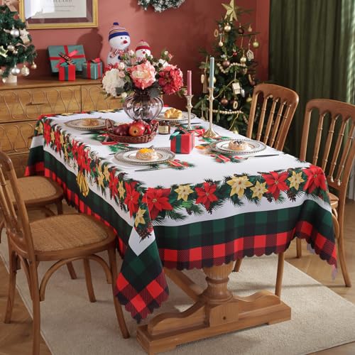 Weihnachten Tischdecke Quadratisch, Weihnachtsdekoration Xmas Tischdecke, wasserdichte Waschbare Weihnachtstischdecke, Christmas Table Cover Home Party Neujahrs Dekoration, 150 x 150 cm, B von auons