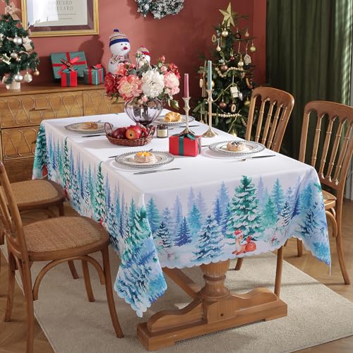 Weihnachten Tischdecke Rechteckige, Weihnachtsdekoration Xmas Tischdecke, wasserdichte Waschbare Weihnachtstischdecke, Christmas Table Cover Home Party Neujahrs Dekoration, 150 x 180 cm, D von auons