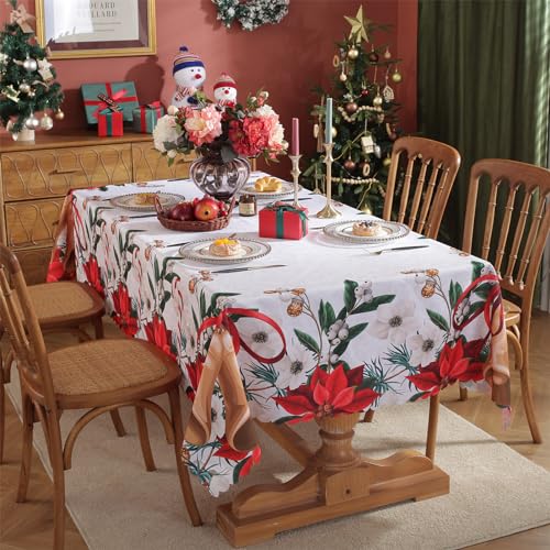 Weihnachten Tischdecke Rechteckige, Weihnachtsdekoration Xmas Tischdecke, wasserdichte Waschbare Weihnachtstischdecke, Christmas Table Cover Home Party Neujahrs Dekoration, 150 x 220 cm, A von auons