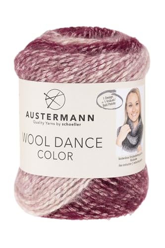 Austermann Wolle by Schoeller Wool Dance Color, Farbverlaufswolle natur rot, Häkelwolle Strickgarn mit Farbverlauf, 100g 200m, Nadelstärke 5-6 mm (Wein) von austermann