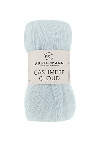 austermann CASHMERE CLOUD - Kaschmir Wollmischung zum Stricken - Lauflänge 180m je 25g Knäuel Farbe 05 - EISBLAU von austermann