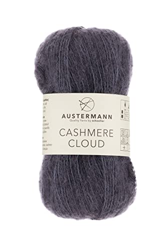 austermann CASHMERE CLOUD - Kaschmir Wollmischung zum Stricken - Lauflänge 180m je 25g Knäuel Farbe 15 - SCHIEFER von austermann