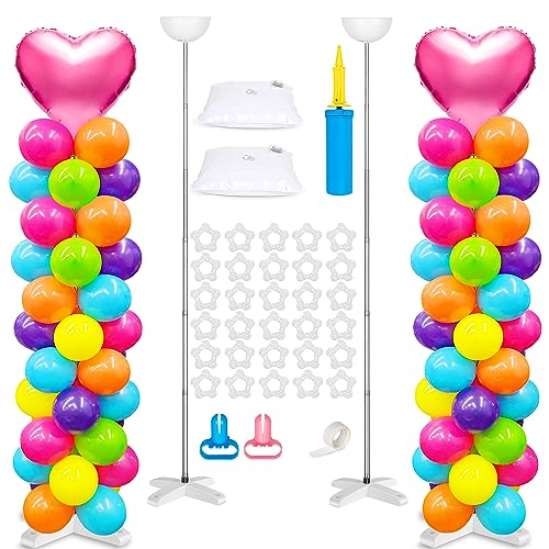 2 Sets verstellbare Luftballon Ständer Kit und Luftballonpumpe, 2.7 meters Metall Ballonständer für Boden, Luftballon halter decoration für Baby Shower Hochzeitsdeko wedding baby party deko von AUSYDE