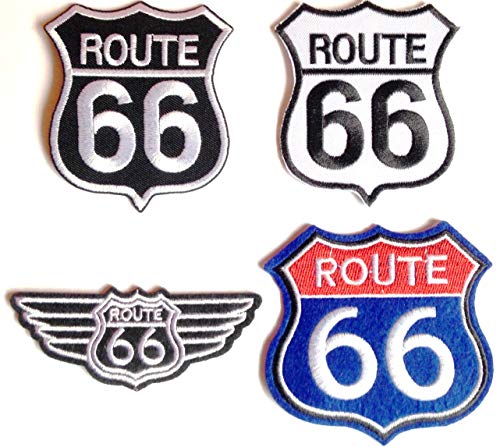 Aufnäher Patch bestickt Sticker-ei Set groß Biker Motorrad Route 66 USA Set Nr 2 von B2SEE