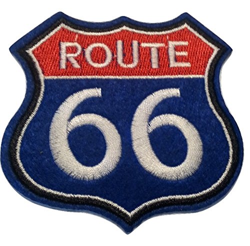 Iron on Bügel Patches Aufnäher Bügelbilder Aufbügler Applikation Kleidung Route 66 USA 8 x 8 cm von b2see