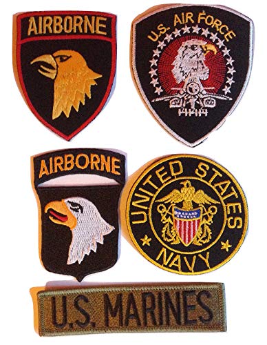 b2see Iron on Bügel USA Miltär Aufnäher Patches Flicken Aufbügler Applikation Kleidung zum aufbügeln aufnähen USA Army Navy 5 Stück (USA 6) von b2see