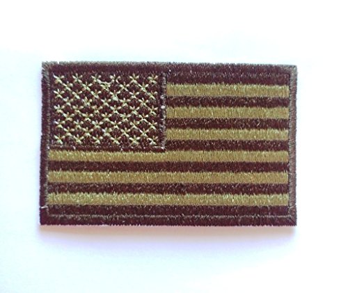 Militär Fahnen Aufnäher Bügelbild Aufbügler Iron on Patch Flicken Applikation für Stoff Kleidung zum aufbügeln " USA flagge oliv/kakifarben 7.5 cm " von b2see