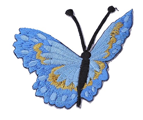Schmetterling Aufnäher für Jacken Jeans Kinder Kleidung Applikation Bügelbilder Flicken Stoff Patches Aufbügler Aufnäher zum aufbügeln blau 8 cm von b2see