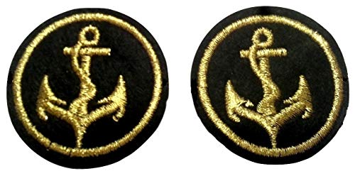 B2SEE Aufnäher Iron on Patches für Jacken Jeans Kleidung Aufbügler Wappen Applikation Stickerei Set Marine Maritim Anker schwarz Gold 4 cm 2 Stueck von B2SEE