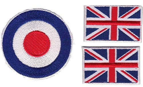 b2see Iron on Patch Aufnäher Aufbügler Applikation Flagge Fahne Wappen Emblem Union Jack England 3 er Set MOD ca 6,2 cm Plus-2 Stück Mini Union Jack a 4 cm von b2see