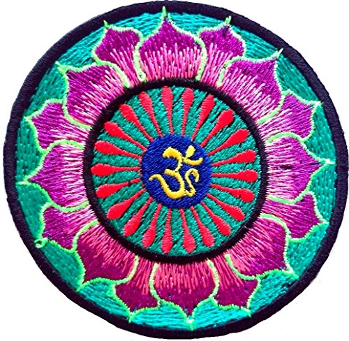 b2see Mantra Hindi Blume Symbol Logo Aufnäher Patch Stickerei 8 cm von b2see