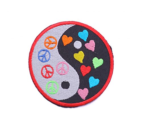 b2see aufnäher aufbügler aufnäher Hippie aufnäher Hipster aufnäher goa Patches goa aufnäher Ying Yang 8 cm design1 von b2see