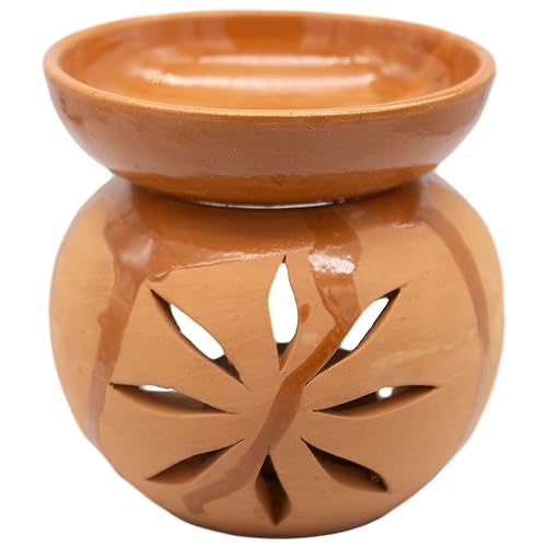 Aromabrenner aus Keramik - Marokkanische Duftlampe - Aromalampe für Duftöl - Ölbrenner für Duftwachs oder ätherisches Öl (Natur) von baba GOURMET