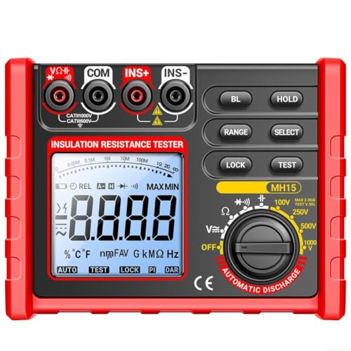 babominimer MH15 Digitaler Widerstandsprüfer, Isolationswiderstandsprüfer, kann verwendet werden, um Gleichspannung, Wechselspannung, Widerstand, Kontinuität, Diode und Isolationswiderstand zu messen von babominimer