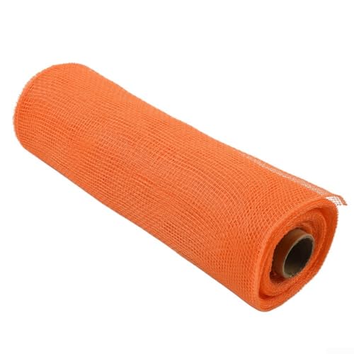 babominimer Metallisches goldfarbenes Netzband, 25,4 cm x 9,2 m Rolle für Bastelarbeiten, Kranzherstellung, Weihnachtsdekoration, Hochzeitsdekoration, Partyzubehör (Orange) von babominimer