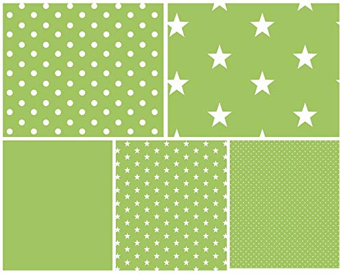 babrause® Stoffpaket Baumwollstoff 5x(50x150cm) Öko Tex zertifiziert - Patchworkstoffe (grün) von babrause