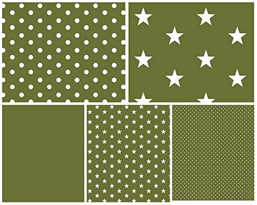 babrause® Stoffpaket Baumwollstoff 5x(50x150cm) Öko Tex zertifiziert - Patchworkstoffe (olive) von babrause