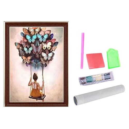 backlight Diamonds Painting Kits Schmetterlingsmädchen | Swing Girl Diamonds Malsets,5D Diamond Art Kits für Anfänger, 11,8 x 15,7 Zoll Full Drill Gem Art und Crafts für Home Wall Decor von backlight