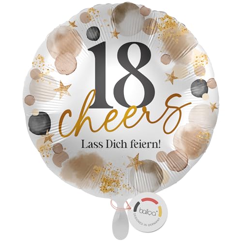 balloa Folienballon XXL 18 cheers Lass dich feiern, Helium Luftballon Geburtstag Teenager Geschenk Deko Ballon 18 Jahre Party Ballondeko Mädchen Junge Feier Spruchballon, 53cm balloa Folienballon XXL 18 cheers Lass dich feiern, Helium Luftballon Geburtstag Teenager Geschenk Deko Ballon 18 Jahre Party Ballondeko Mädchen Junge Feier Spruchballon, 53cm von balloa