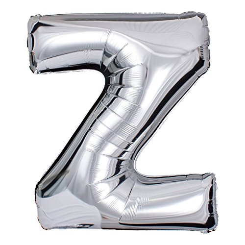 ballonfritz® Ballon Buchstabe Z in Silber - XXL 40"/102cm - Folienballons für Luft oder Helium als Geburtstag, Jubiläum, Hochzeit oder Abschluss Geschenk, Party Dekoration oder Überraschung von ballonfritz