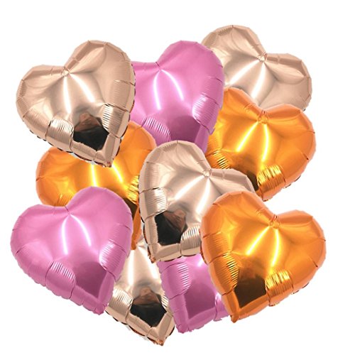 ballonfritz® Herzballons Set in Rosegold/Orange/Rosa 10-tlg. - XXL 18" Folienballon-Set als Hochzeit Deko, Geschenk oder Liebes-Überraschung zum Valentinstag von ballonfritz