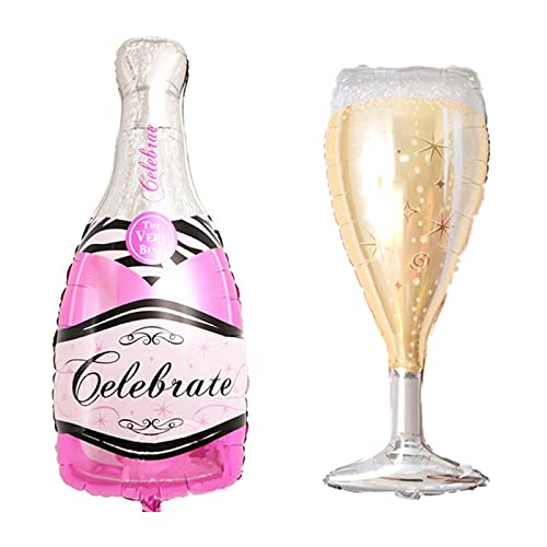 ballonfritz® Luftballon-Set Champagner Sekt Flasche und Glas - XXL Folienballon in Pink als Hochzeit Deko, Begrüßung, Party Geschenk oder Sektempfang-Überraschung von ballonfritz