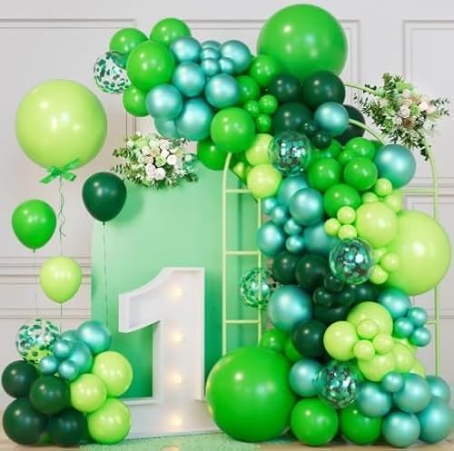 ballon Luftballons Grün-111PCS Luftballon Girlande Dunkelgrün Hell Grün mit Grün Konfetti Luftballons,Dschungel Geburtstag Dekoration für Kindergeburtstag Deko, Babyparty, Hochzeiten von balloon garland