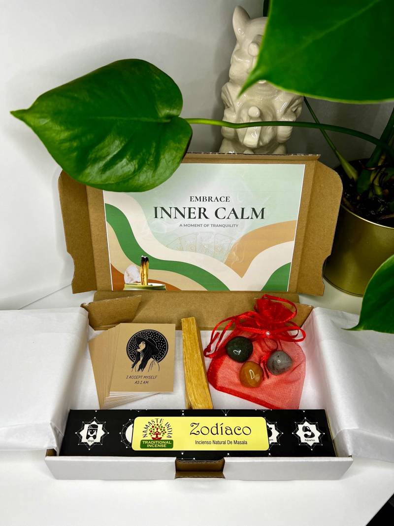 Innere Ruhe & Balance Mini Set - Geschenkbox Mit Achatsteinen, Palo Santo Stick, Affirmationskarten Und Räucherstäbchen Für Entspannung Achtsamkeit von balticspells