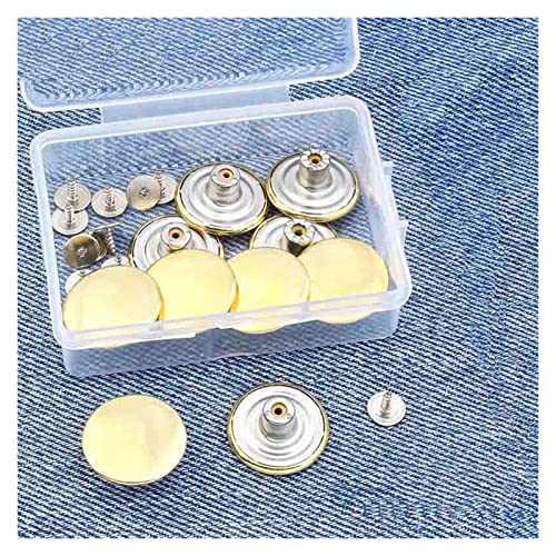 bamutech 10 Stück Schraubenfreie Jeansknöpfe Verstellbare Abnehmbare Knöpfe Ändern Hosen Taillenumfang Taillenschnalle Set mit Box (Color : 10pcs Set 7, Size : 17MM) von bamutech