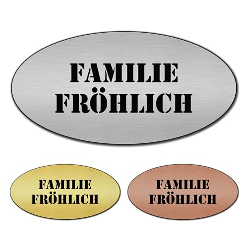 banjado® Türschild 2 Bronze personalisiert/Graviertes Klingelschild selbstklebend oder als Namensschild Briefkasten versch. Größen & Designs/Hausschild personalisiert für Draußen mit Namen Gravur 3 von banjado