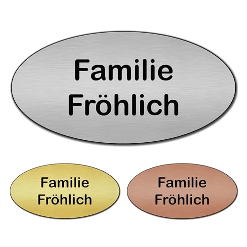 banjado® Türschild 2 Bronze personalisiert/Graviertes Klingelschild selbstklebend oder als Namensschild Briefkasten versch. Größen & Designs/Hausschild personalisiert für Draußen mit Namen Gravur 1 von banjado