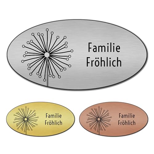 banjado® Türschild 2 Bronze personalisiert Graviertes Klingelschild selbstklebend oder als Namensschild Briefkasten versch. Größen Hausschild personalisiert für Draußen mit Namen Kugelfontänen von banjado