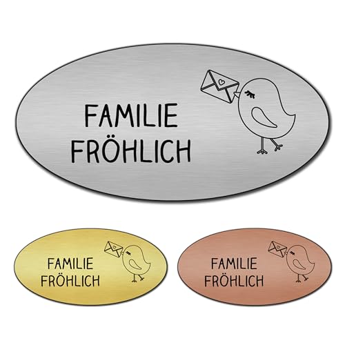 banjado® Türschild 2 Bronze personalisiert Graviertes Klingelschild selbstklebend oder als Namensschild Briefkasten versch. Größen Hausschild personalisiert für Draußen mit Namen Liebesbrief von banjado