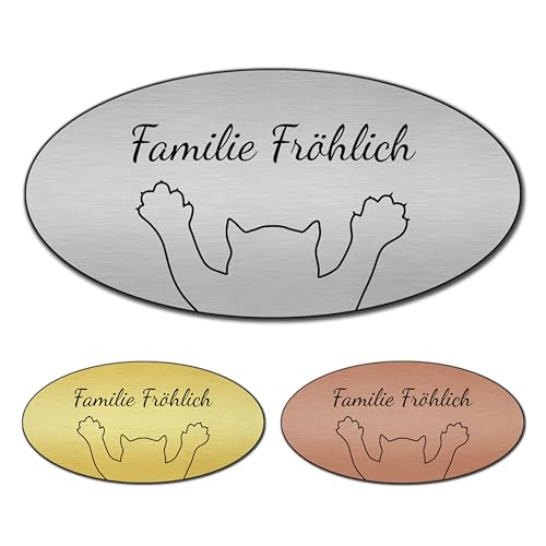 banjado® Türschild 2 Bronze personalisiert Graviertes Klingelschild selbstklebend oder als Namensschild Briefkasten versch. Größen Hausschild personalisiert für Draußen mit Namen Scratch von banjado