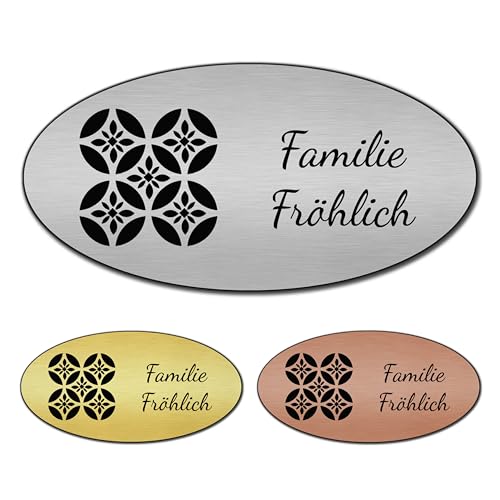 banjado® Türschild 2 Gold personalisiert Graviertes Klingelschild selbstklebend oder als Namensschild Briefkasten versch. Größen Hausschild personalisiert für Draußen mit Namen Zerrissenes Papier von banjado