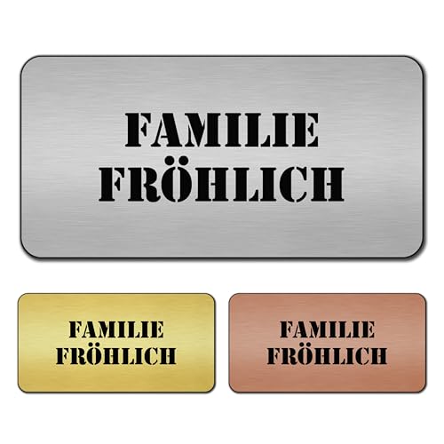 banjado® Türschild Bronze personalisiert/Graviertes Klingelschild selbstklebend oder als Namensschild Briefkasten versch. Größen & Designs/Hausschild personalisiert für Draußen mit Namen Gravur 3 von banjado